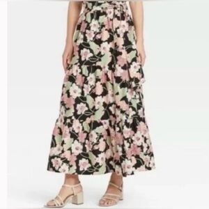 WHO WHAT WEAR | Floral tiered wrap-around maxi skirt